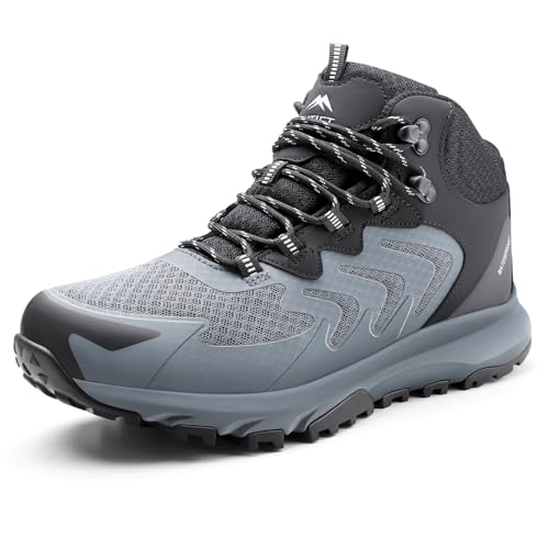 OUTJET Men's Waterproof Hiking Boots Lightweight Comfortable Outdoor Walking Trail Boots Shoes