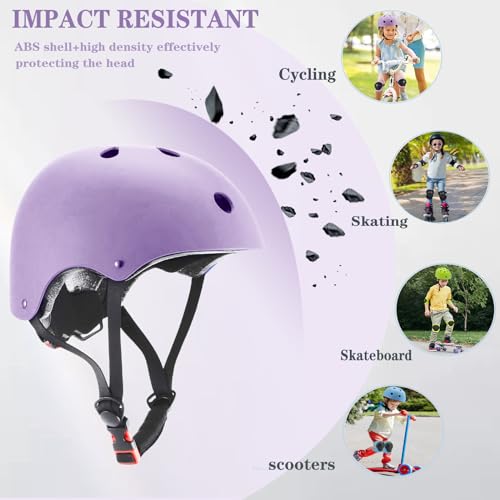 Image of FOOKCIAN Kids Helmet,Toddler Skateboard Helmets for Ages 2-3-5-8-14 Years Boys Girls with Knee and Elbow Pads Wrist Guards fit Roller Skates,Skateboarding,Skating Scooter Adjustable Kids Helmet