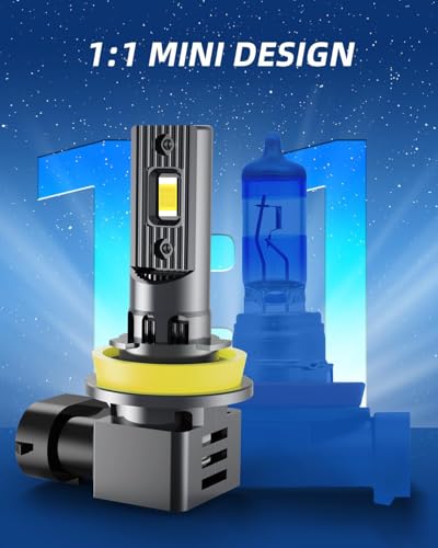 Image of RCJ H11 Bulb, H8 H9 H16 Fog Bulbs Super Bright with Cooling Fan, Cool White Fog Lights, Plug and Play, Pack of 2