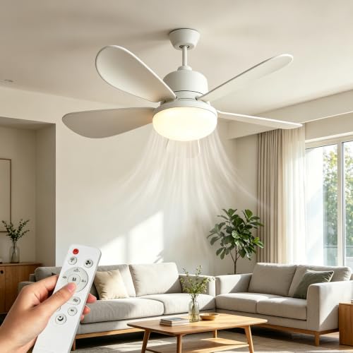 Image of OEHUG 52CM Ceiling Fan Light with Remote Control,E27,3 Speeds&3 Color (E27)