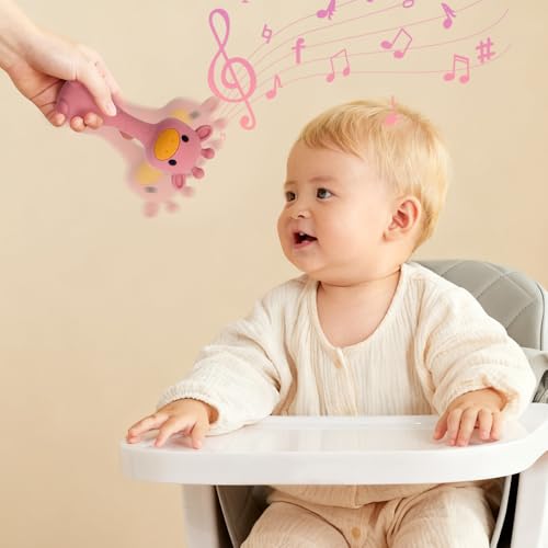 Image of Silicone Little Giraffe Shaker Rattle Toy for Babies | Food Grade Silicone Teether | Easy to Grip | BPA Free (Ether)