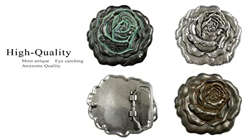 Rose Heart Flower Rhinestone Replacement Belt Buckle Fits 1-1/2"(38mm) Belt Strap-Multi-Style Options3