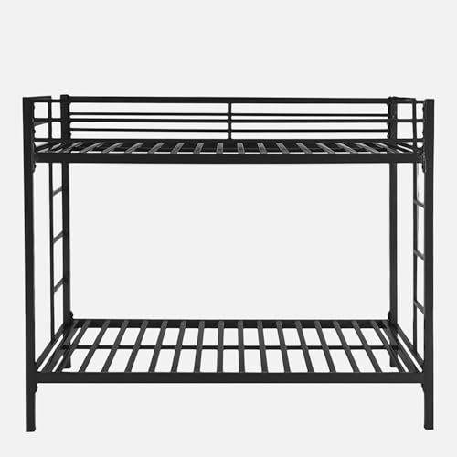 Image of Pilio Twin Over Twin Metal Bunk Bed | Space-Saving Double Decker for Kids & Adults | Bunker Bed Frame Without Storage (Mattress Not Included)