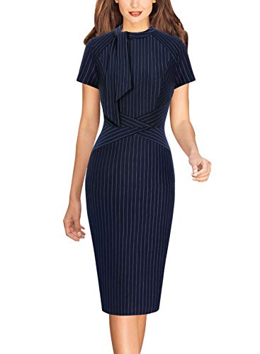 VFSHOW Womens Tie Neck Slim Work Business Office Church Career Bodycon Pencil Sheath Dress