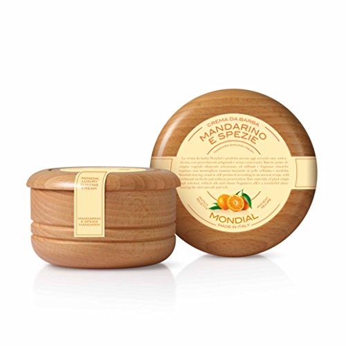 Mondial Spezie Crema Afeitar Mandarina & Especias Bol Madera 140ml, Único, 140 ml
