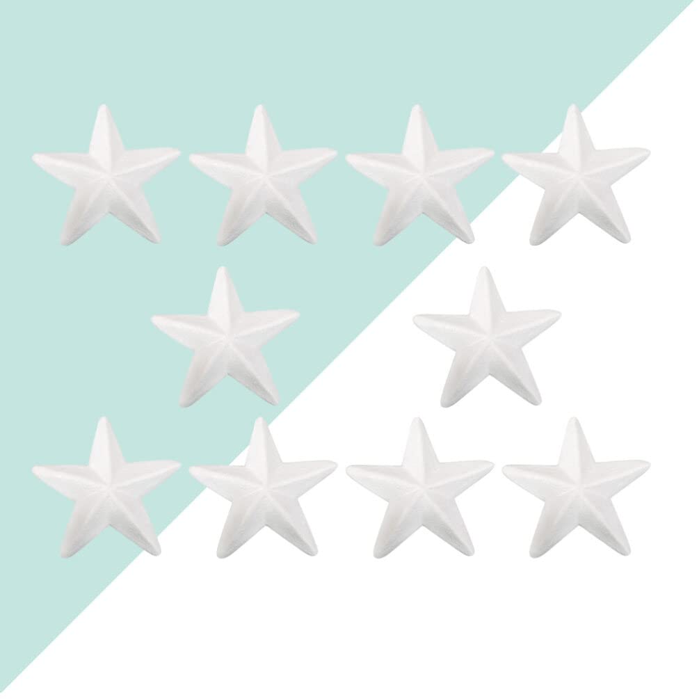10 Pezzi Decorazioni Natalizie a Forma di Stella in Schiuma Bianco per Addobbi Casa e Albero di Natale, Alta Densità e Uso Sicuro, per Feste e Progetti Fai da Te