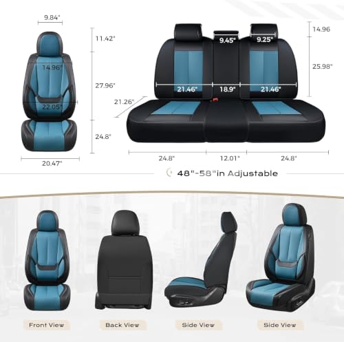 Image of Coverado Car Seat Covers Full Set, Seat Covers for Cars, Front Seat Covers and Back Seat Cover Waterproof Leather Automotive Seat Cover, Universal Car Interior Protectors for Most Cars