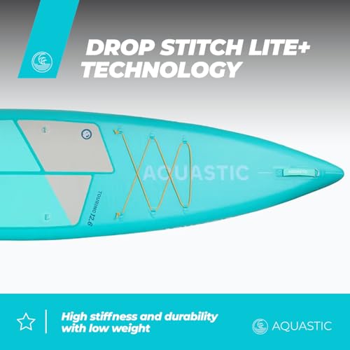 AQUASTIC Touring 12'6" Sup Board Set – Juego Completo: 2 remos 2 en 1, 2 Asientos de Kayak, Leash, Bomba, Mochila, Drop Stitch Lite+, 381 x 76 cm, 165 kg, Touring, Ligero y Resistente, para Viajes - imagen 5