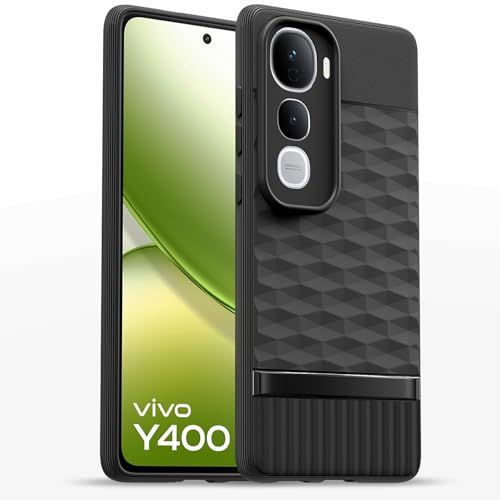 Image of Pikkme Back Cover for Vivo Y400 5G Camera Protection 3D Hexa Cube Design Silicone Protective Bumper Case (Black)