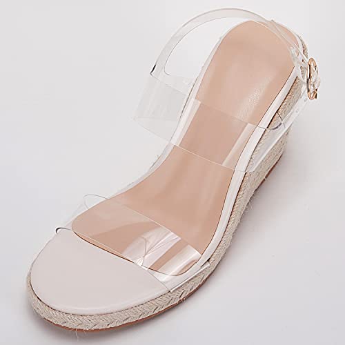 Image of VETASTE Womens Espadrille Wedge Sandals Heels Open Toe Platform High Heeled Ankle Strap Buckle Dress Wedges Shoes
