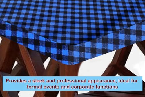 Image of The Furnishing Tree Elastic Rectangular Center Tpoy Table Cover WxL 14x24 in Inches Polyester Checkered Pattern Blue