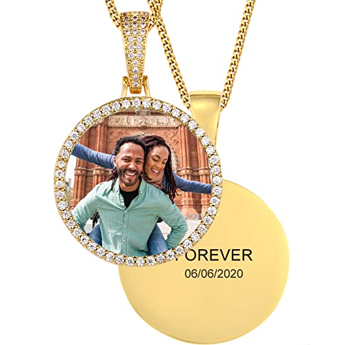 Tuhe Custom Picture Necklace Personalized Photo Pendant Necklace For Men Women Customize Pictures Chains Gold Silver Hip Hop Circle Memory Medallion Name Engraved Necklaces #TOP19