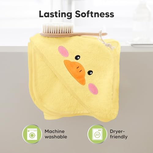 Image of KeaBabies Hooded Baby Towel for Newborn, Baby Bath Towels (Duck, 35x35) | Viscose Derived from Bamboo, Large Baby Towels with Hood, Boys, Girls, Toddler, Soft Absorbent Baby Bath Essentials
