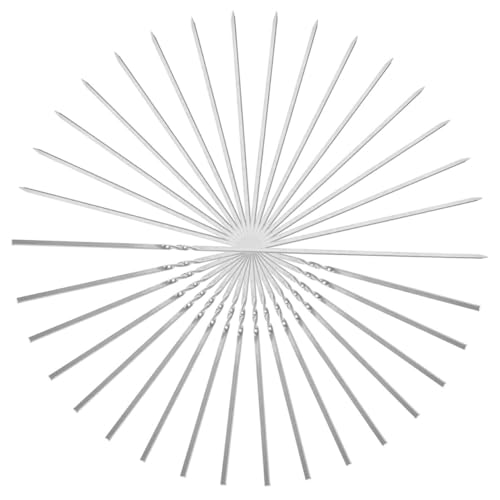 DOITOOL 20 Piezas Unidades Brochetas Barbacoa Acero Inoxidable Planas Reutilizables Antideslizantes para Parrilla y Utensilios Barbacoas