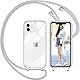 Nupcknn Handykette für iPhone 11 Hülle mit Band,Ultra Dünn Transparent Handyhülle (Abnehmbar Einstellbar) Necklace mit Kordel zum Umhängen Kameraschutz Handy Kette Stossfest Schutzhülle(Hellgrau)