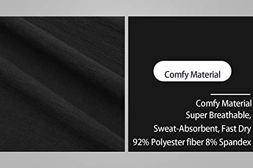 LTIFONE Mens Casual Shorts Elastic Waist 7" Inseam with Drawstring Slim Fit Summer Pants with Pockets(Black,S)