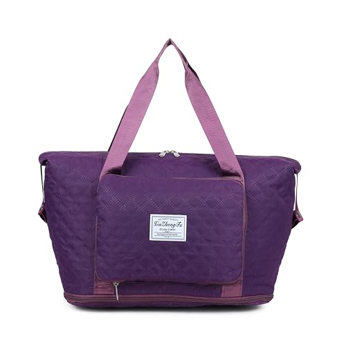 Women's Foldable Wet Dry Separation Handbag Lightweight Waterproof Travel Bags Large Capacity Casual One Shoulder Bags(004-Purple)2