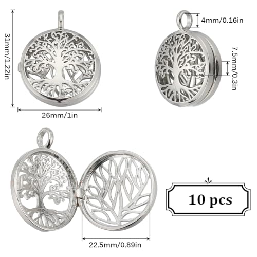SUNNYCLUE 10Pcs Stone Holder Cage Necklace Cage Pendants Locket Charms Hollow Stone Holder Locket Cage Charms Spiral Bead Cages Tree of Life Charms for Jewelry Making - Image 2