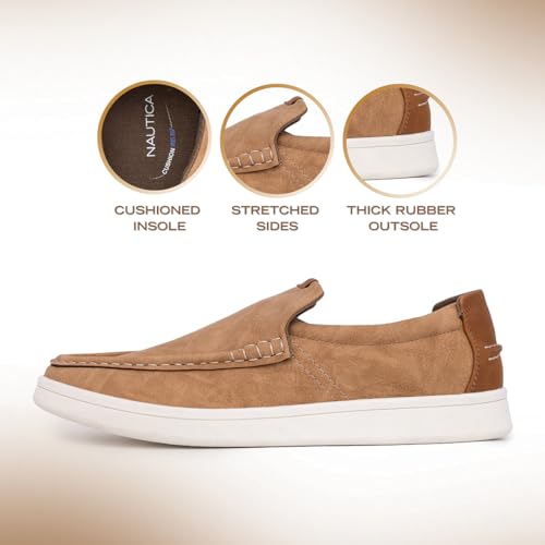 Image of Nautica Men's Slip-On Loafers Casual Moc Toe Sneakers Boat Shoes Slipper for Men - Lightweight & Comfortable - Derwin