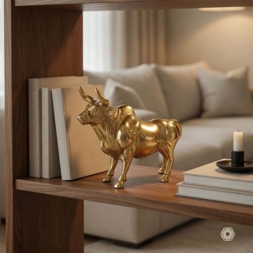 Image of BEHOMA Aluminium Bull Decorative Figurine Showpiece | Elegant Modern Tabletop Art Showpiece for Living Room, Office, Bedroom, Shelf Display | Premium Home Decor Accent