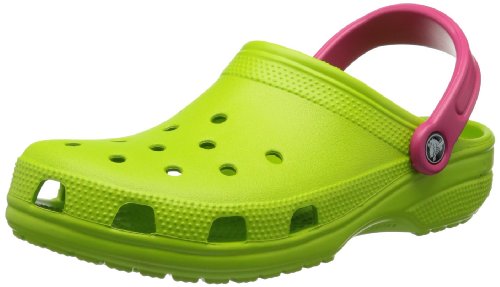 Image of Crocs Men's and Women's Classic Clog, Volt Green /Raspberry, 8 Women /6 Men
