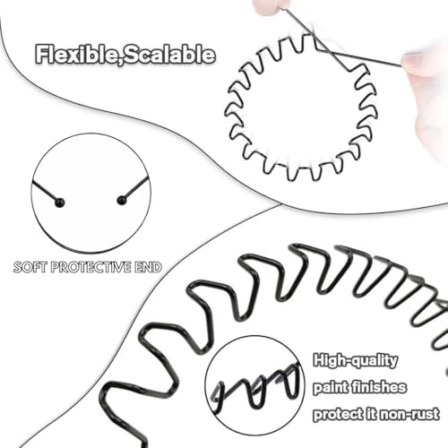 Image of Black Metal Hair Band for Men - 10 Pcs Thin Wavy Non-Slip Adjustable Headbands for Women & Boys, Sports, Gym, Yoga, Running & Face Wash