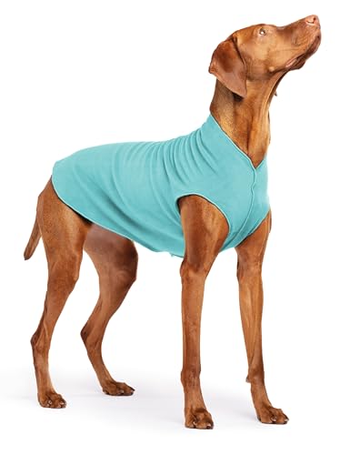 Image of Goldpaw Stretch Fleece Dog Sweater - with Spandex for 4-Way Stretch - Soft, Comfortable Dog Coat - Machine Washable - Made in the USA - Turquoise - Size 18