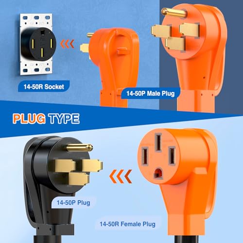 Image of Nilight 50 Amp to 50 Amp RV Y Splitter Adapter Cord 50A Male Plug to Two 50A Female Outlet NEMA 14-50P 14-50R Pure Copper STW 10 AWG Heavy Duty Cable for RV Camper Generator