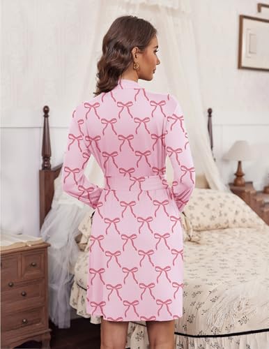 Image of Ekouaer Women's Robes Lightweight 3 /4 Sleeve Short Knit Bathrobe Soft Knee Length Sleepwear Robes with Pockets S-XXL