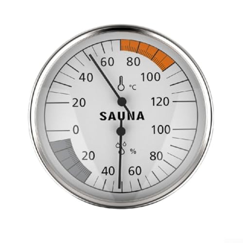 Wlinfetity Termoigrometro per sauna, termometro e igrometro 2 in 1 ad alta precisione, misuratore di umidità rotondo, accessori per sauna per bagno turco, sauna