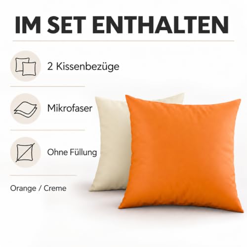 PETTI Artigiani Italiani - 2er-Set Kissenbezüge 65x65 cm aus Mikrofaser, Dekokissen-Bezüge für Schlafzimmer und Sofa… – Ansicht 5