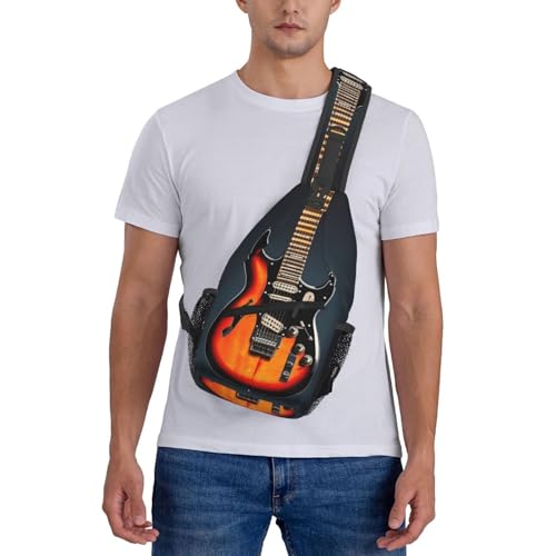 Morrales Crossbody con Estampado de Guitarras Naranja miniatura 7