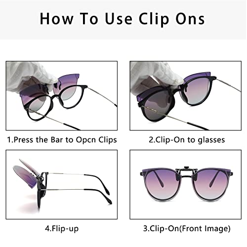YAMEIZE Polarized Clip-on Sunglasses - Rimless Flip Up Glasses UV Protection Cat Eye Sunglasses for Women Men Driving Outdoor4