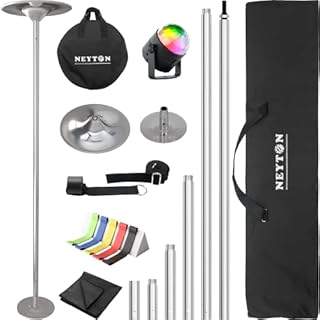 NEYTON 10ft Home Stripper Dance Pole | 7-10ft Portable and Adjustable Dancing Pole | Pro Spinning/Static Dance Pole Fitness Equipment (Silver)