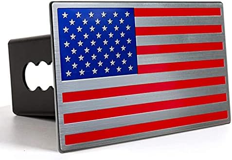American Flag Metal Trailer Hitch Cover for 2 inch Receivers (Metal)