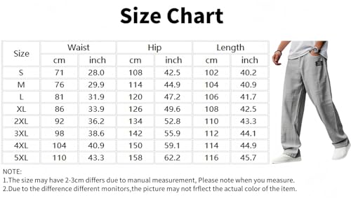 Mokaloha Mens Pants, Fall Men's Casual Hemp Embroidered Logo Drawstring Loose Elastic Waist Pocket Trousers2