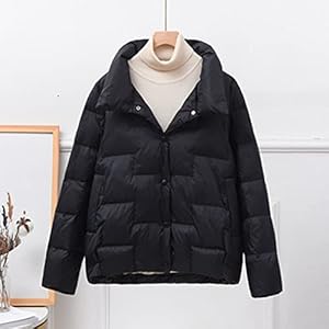 TQSDYY Doudounes Femme – Loose Casual Solid Color Stand-Up Collar Double Pocket Down Tops Femmes, Léger Chaud Matelassé sans Casquette Winter Puffer, Convient pour Sortir, Vêtement Quotidien