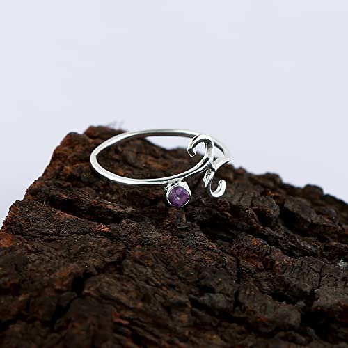 Solid 925 Sterling Silver Genuine Amethyst Stone Ring, Designer Jewelry, Gemstone Ring, Healing Crystals, Birthday, Boho Handmade | Promise Wedding Ring | Gift For Women (Amethyst, 6) #TOP2