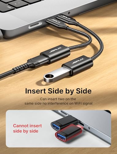 Image of JSAUX USB C to USB 3.0 Adapter [2 Pack], USB C Male to USB Female OTG Cable Adapter Compatible with MacBook Pro /Air, iPhone 17 Pro Max /iPhone Air /16e /16 /15 Series, Samsung Galaxy S25 /S24 /S23-Black