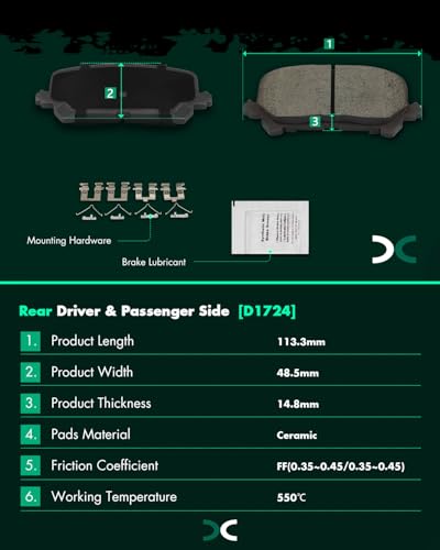 Image of SCITOO D1521 D1724 8PCS Front and Rear Ceramic Brake Pad Sets | Fit 2019-2025 For Honda For For Passport 3.5L