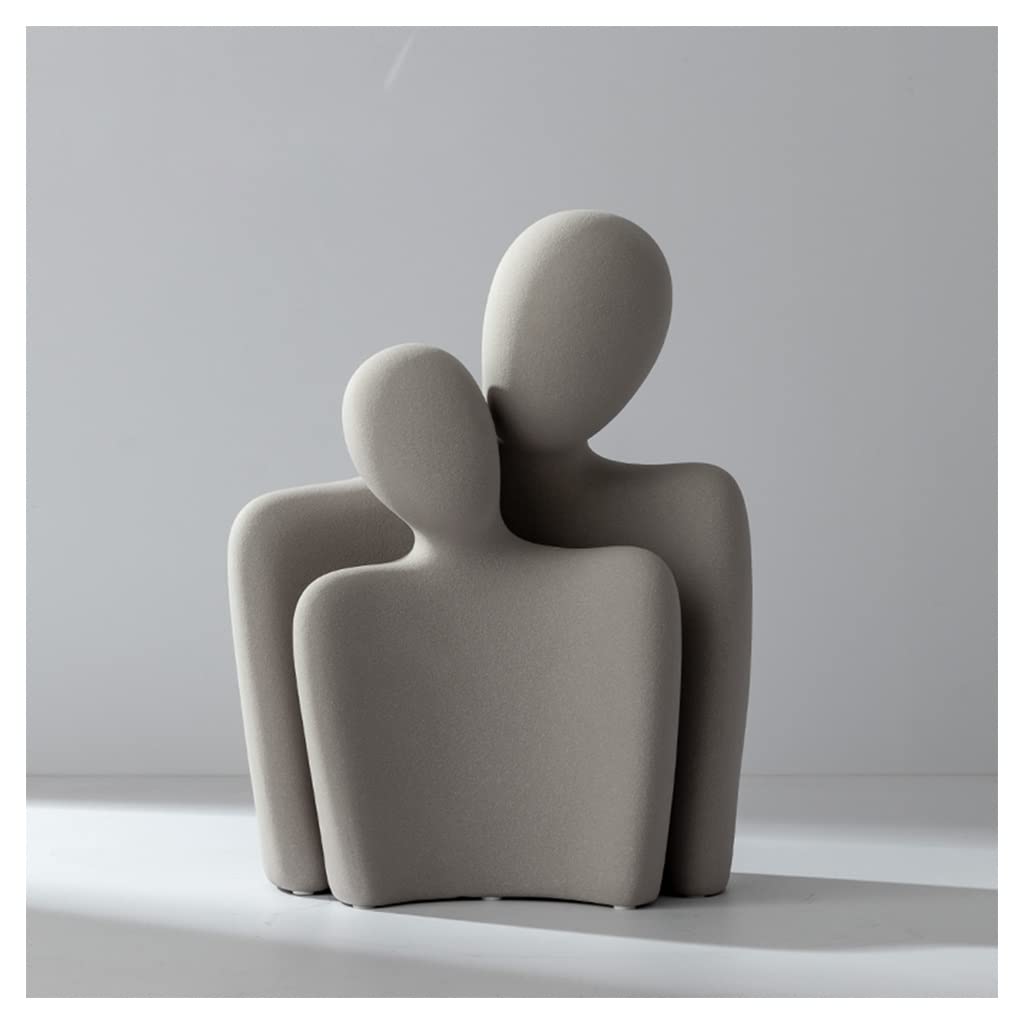 GHKryD statue, Hugging Lovers Collectible Figurines Ceramic Couple Sculptures Home Decor, Knick Knacks Gifts Tv Stand(Light Gray)