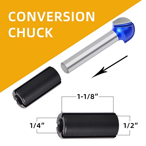 Meiggtool 4Pcs Core Box Router Bit Kit, 1/4-Inch Shank Round Nose, Round Groove Milling Cutter Tool, 1/4, 5/16, 3/8, 1/2 Inch Cutting Diameter. #TOP3