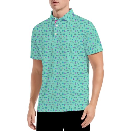 Golf Shirts for Men Dry Fit Funny Print Moisture Wicking Shirts Short Sleeve Quick Dry Collared Men's Polo Shirt3