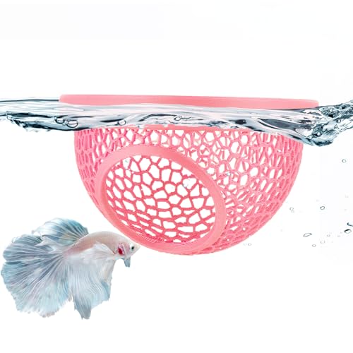 Pink Floating Betta Hide & Shrimp Cave – 3D Printed Aquarium Hammock, Feeding Ring & Resting Spot for Betta Fish, Shrimp & Small Fish (Eco-Safe PLA)