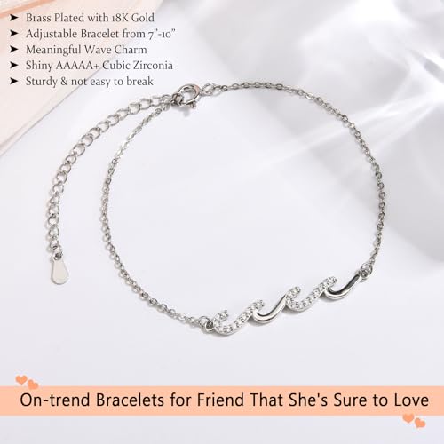 EPIRORA Gifts for Women, Silver BBF Wave Bracelet for Best Friend Sister Mom Daughter Grandma Bestie, Christmas Birthday Present for Her4