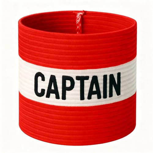 Fitness Health Football Band Soccer Captain's Armband Design Captain Band for Adult and Youth, 5 Colours Available for Multiple Sports, Elastic Arm Band for Captain (Red Adult)