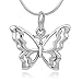 925 Sterling Silver Open Filigree Beautiful Butterfly Pendant Necklace for Women, 18 Inches Chain
