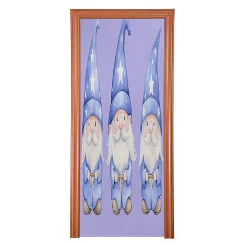 FLildon Three Dreamy Gnomes Door Cover Decoration, Party Accessory Porch Decor for Festive Ornament Room Door Covers 35 x 79 Inch