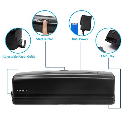 Electric 3 Hole Punch, Veyette Black Fast Hole Puncher 20 Sheets,Use Ac Or 6 Aa Battery #TOP3
