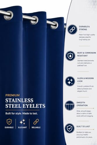 Image of LaVichitra 2 Pieces Solid Premium Blackout Curtains - Thermal Insulated, 3 Layered, 100% Opaque Window - 4 feet, Navy Blue